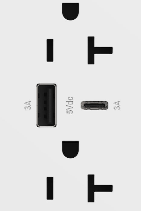 Adorne ARTRUSB206AC 20A Tamper-Resistant Ultra-Fast USB Type-A/C Outlet