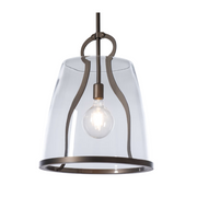 Hubbardton Forge 131066 Caliper 1-lt 16" Pendant - Dark Smoke/Clear Glass