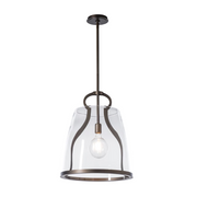 Hubbardton Forge 131066 Caliper 1-lt 16" Pendant - Dark Smoke/Clear Glass