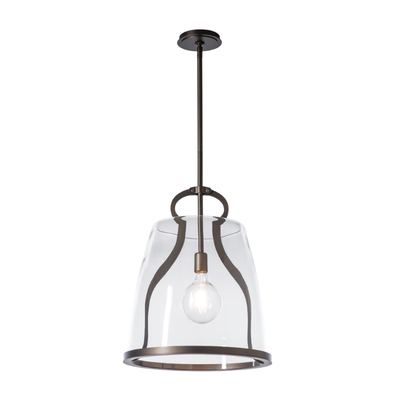 Hubbardton Forge 131066 Caliper 1-lt 16" Pendant - Dark Smoke/Clear Glass