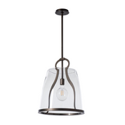 Hubbardton Forge 131066 Caliper 1-lt 16" Pendant - Dark Smoke/Clear Glass