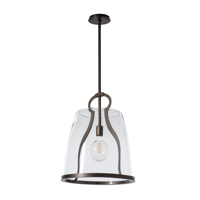 Hubbardton Forge 131066 Caliper 1-lt 16" Pendant - Dark Smoke/Clear Glass
