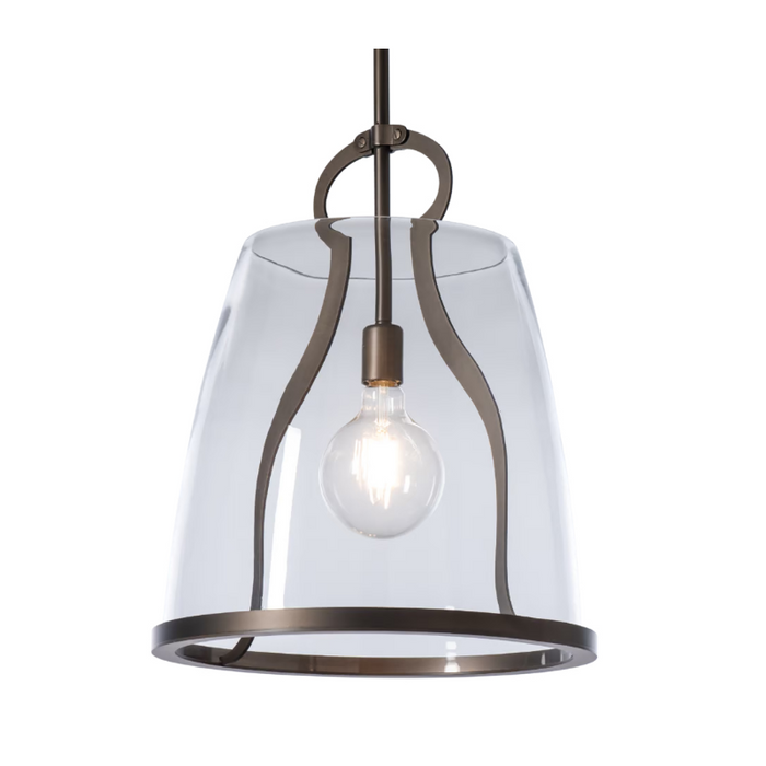 Hubbardton Forge 131066 Caliper 1-lt 16" Pendant - Dark Smoke/Clear Glass