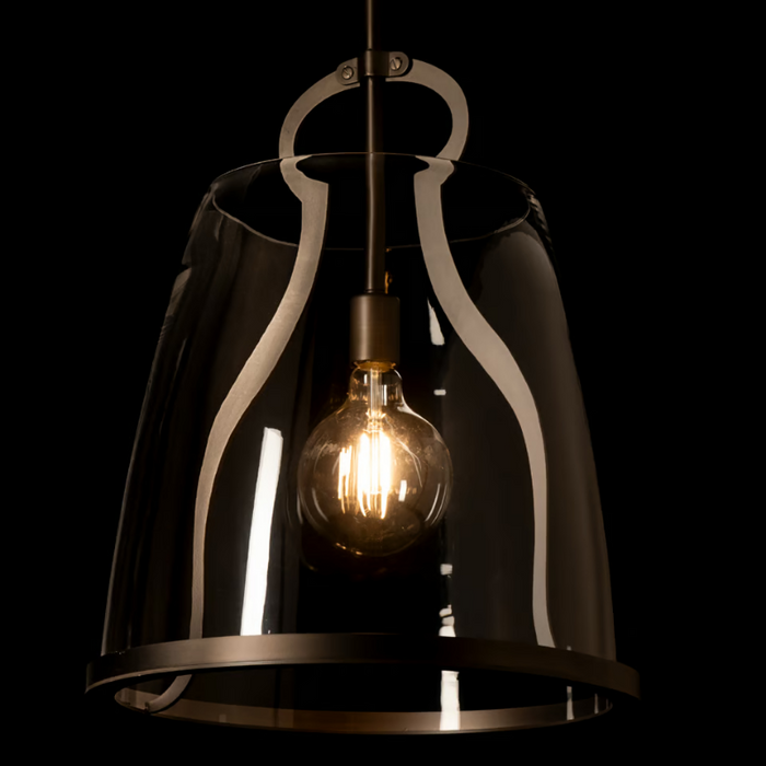 Hubbardton Forge 131066 Caliper 1-lt 16" Pendant - Dark Smoke/Clear Glass