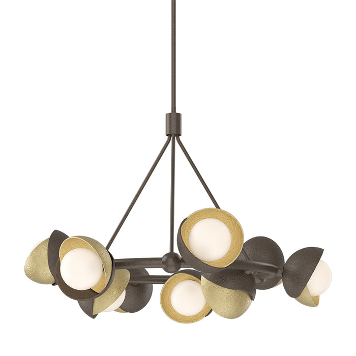 Hubbardton Forge 131068 Brooklyn 9-lt 32" Pendant, Modern Brass Accent