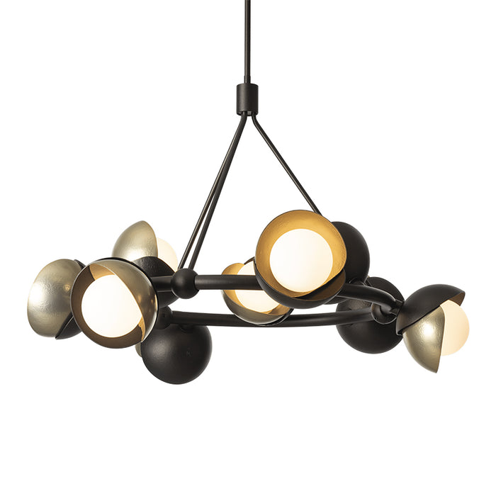 Hubbardton Forge 131068 Brooklyn 9-lt 32" Pendant, Modern Brass Accent