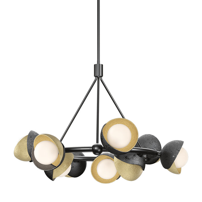 Hubbardton Forge 131068 Brooklyn 9-lt 32" Pendant, Modern Brass Accent