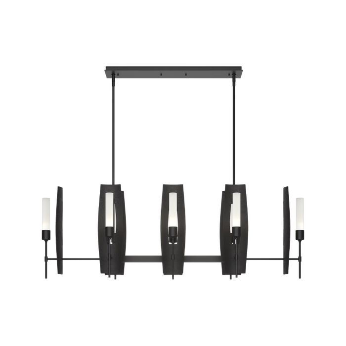 Hubbardton Forge 131080 Passage 8-lt 52" Pendant - Black/Frosted Glass