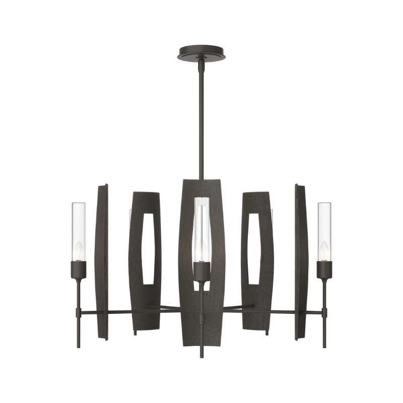Hubbardton Forge 131081 Passage 5-lt 30" Pendant - Dark Smoke/Clear Glass