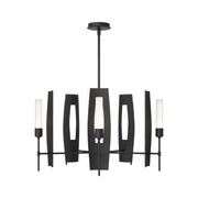 Hubbardton Forge 131081 Passage 5-lt 30" Pendant - Black/Frosted Glass