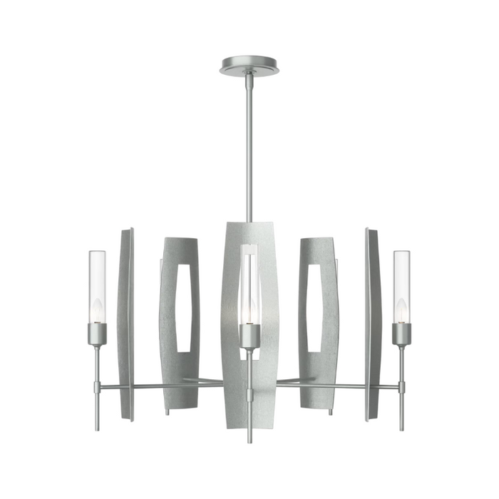 Hubbardton Forge 131081 Passage 5-lt 30" Pendant - Vintage Platinum/CLear Glass