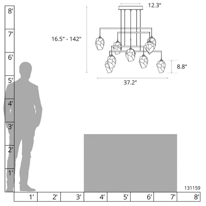 Hubbardton Forge 131159 Chrysalis 10-lt 37" LED Pendant