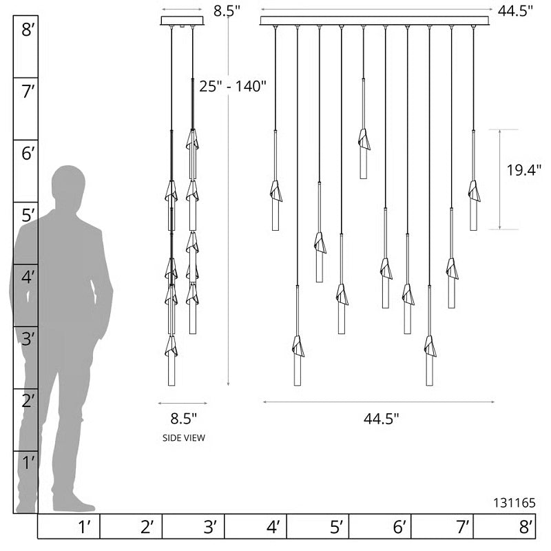Hubbardton Forge 131165 Lilium 10-lt 45" LED Linear Pendant