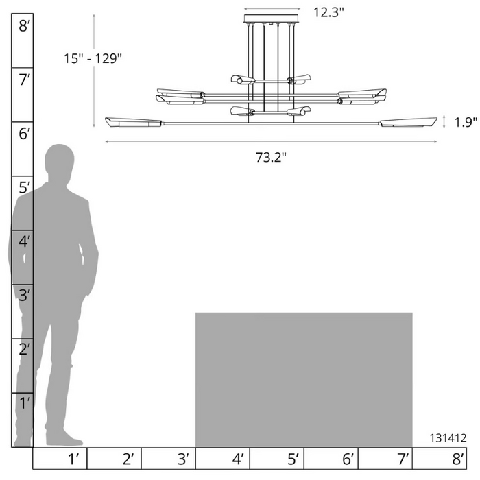 Hubbardton Forge 131412 Flight 10-lt 73" LED Pendant