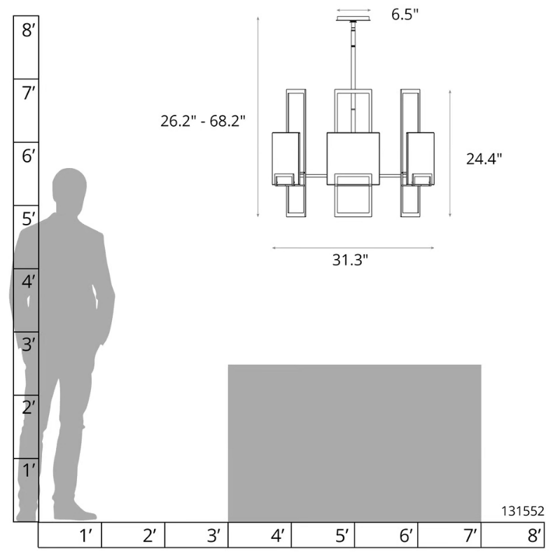 Hubbardton Forge 131552 Geo 6-lt 31" Pendant