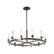 Hubbardton Forge 131622 Windsor 12-lt 43" LED Chandelier - Dark Smoke/Frosted Glass