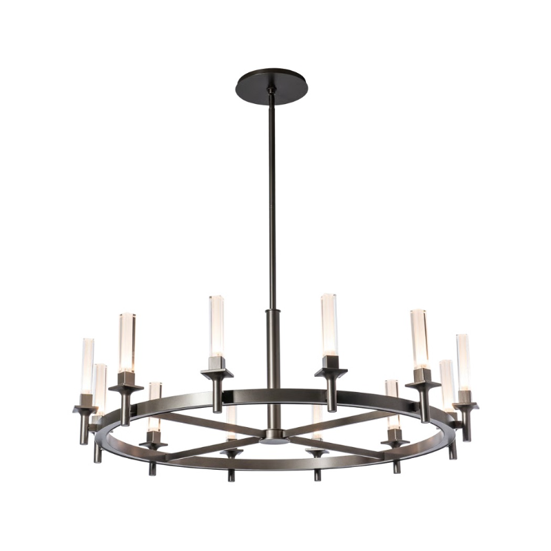 Hubbardton Forge 131622 Windsor 12-lt 43" LED Chandelier - Dark Smoke/Frosted Glass