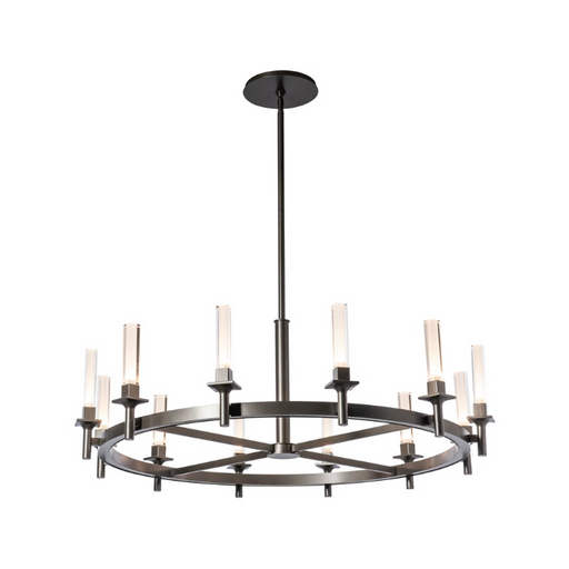 Hubbardton Forge 131622 Windsor 12-lt 43" LED Chandelier - Dark Smoke/Frosted Glass