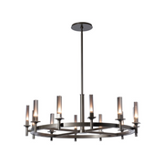 Hubbardton Forge 131622 Windsor 12-lt 43" LED Chandelier - Dark Smoke/Mirrored Smoke Glass