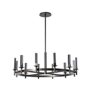 Hubbardton Forge 131622 Windsor 12-lt 43" LED Chandelier - Dark Smoke/Mirrored Smoke Glass