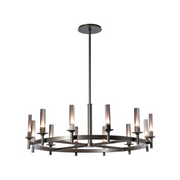 Hubbardton Forge 131622 Windsor 12-lt 43" LED Chandelier - Dark Smoke/Mirrored Smoke Glass