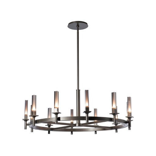 Hubbardton Forge 131622 Windsor 12-lt 43" LED Chandelier - Dark Smoke/Mirrored Smoke Glass