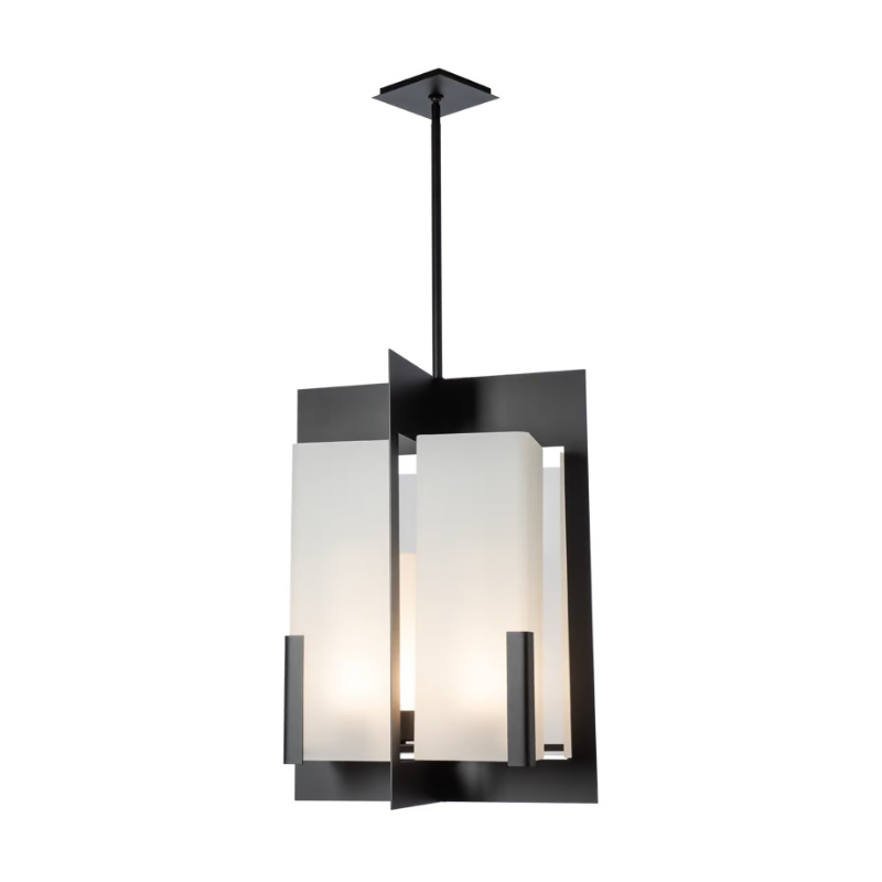 Hubbardton Forge 132043 Summit 4-lt 23" Lantern - Black/Frosted Glass