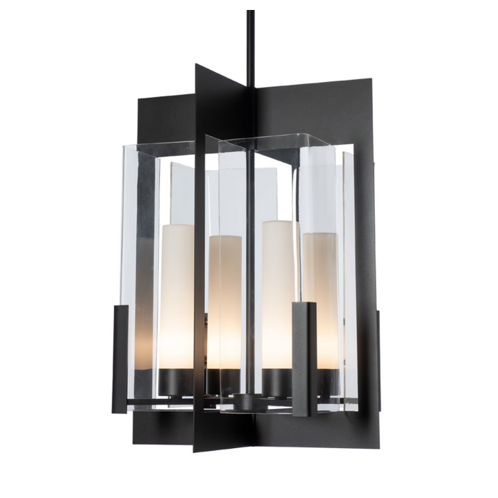 Hubbardton Forge 132043 Summit 4-lt 23" Lantern - Black/Clear Glass