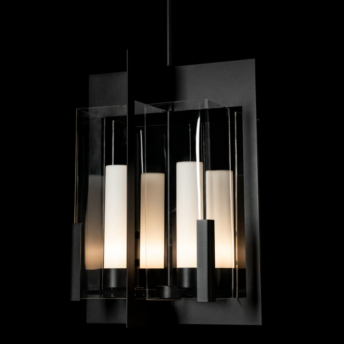 Hubbardton Forge 132043 Summit 4-lt 23" Lantern - Black/Clear Glass