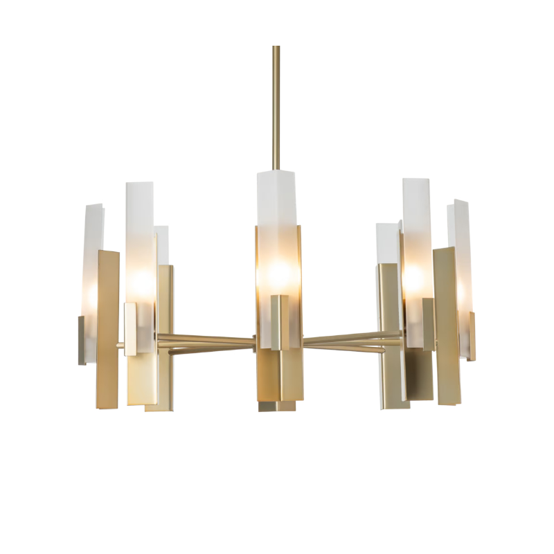 Hubbardton Forge 132045 Summit 8-lt 31" Pendant - Modern Brass/Frosted Glass