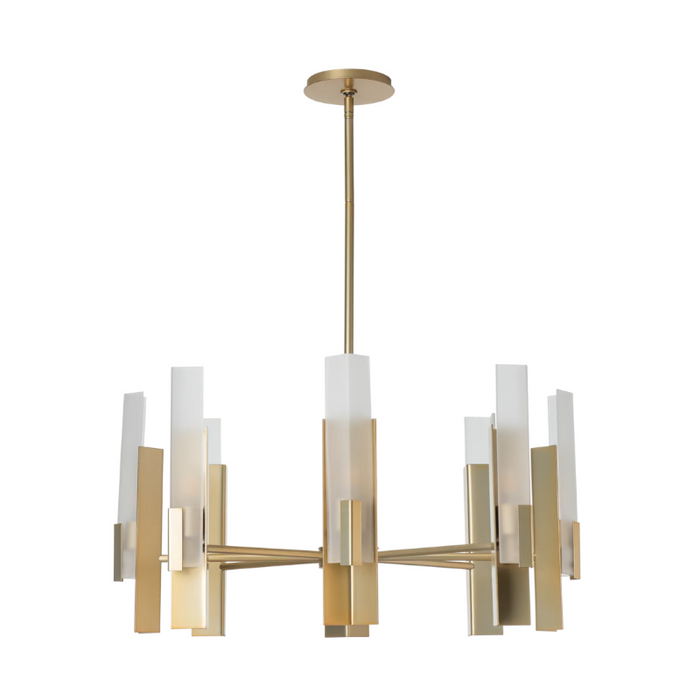 Hubbardton Forge 132045 Summit 8-lt 31" Pendant - Modern Brass/Frosted Glass