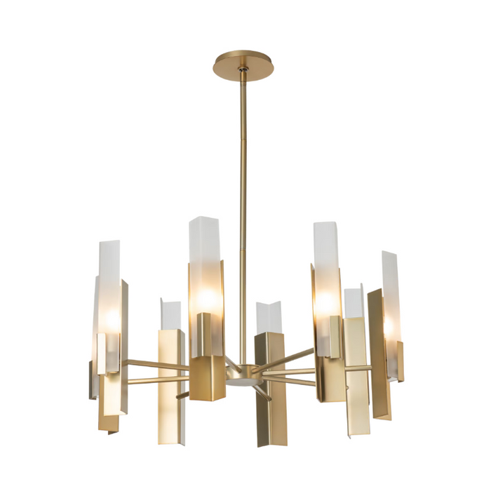 Hubbardton Forge 132045 Summit 8-lt 31" Pendant - Modern Brass/Frosted Glass