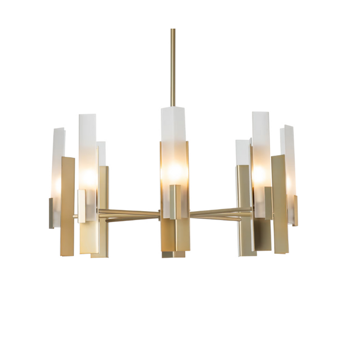 Hubbardton Forge 132045 Summit 8-lt 31" Pendant - Modern Brass/Frosted Glass