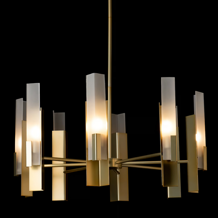 Hubbardton Forge 132045 Summit 8-lt 31" Pendant - Modern Brass/Frosted Glass