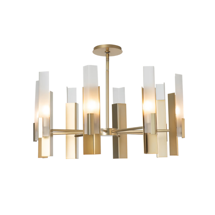 Hubbardton Forge 132045 Summit 8-lt 31" Pendant - Modern Brass/Frosted Glass