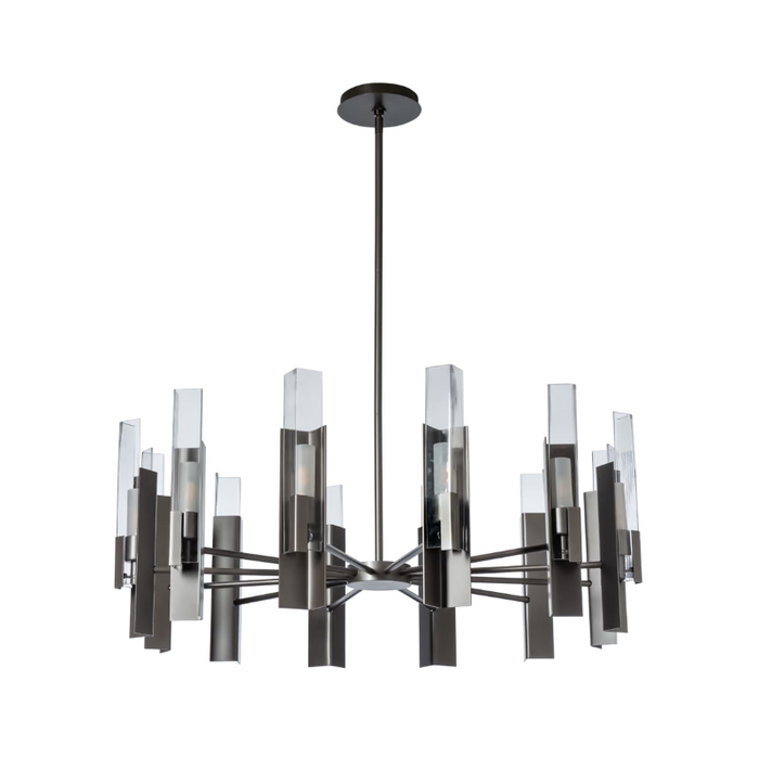 Hubbardton Forge 132047 Summit 12-lt 40" Pendant - Dark Smoke/Clear Glass