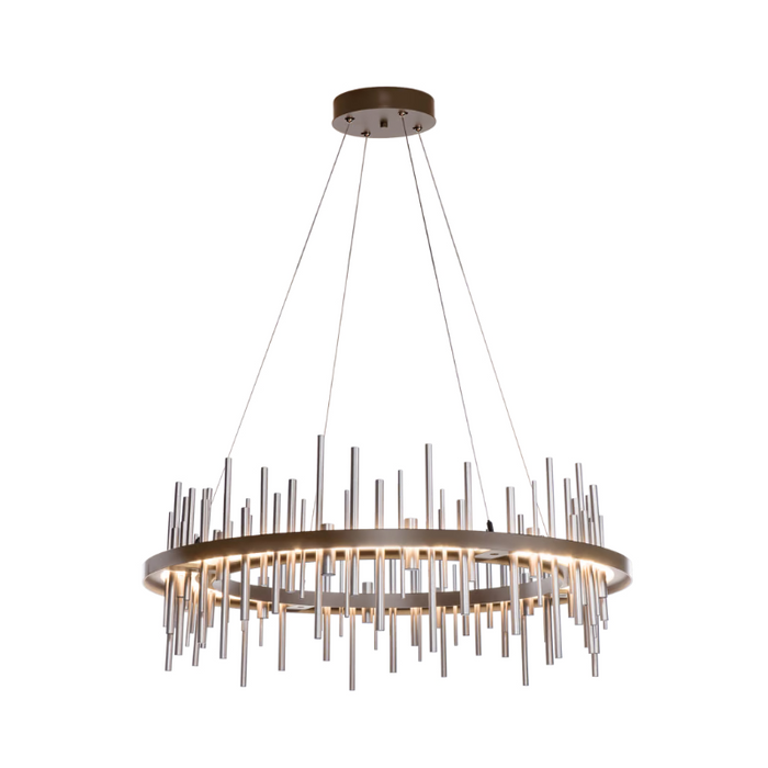 Hubbardton Forge Cityscape Circular 139910 38" LED Pendant - Bronze/Vintage Platinum