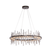 Hubbardton Forge Cityscape Circular 139910 38" LED Pendant - Dark Smoke/Vintage Platinum