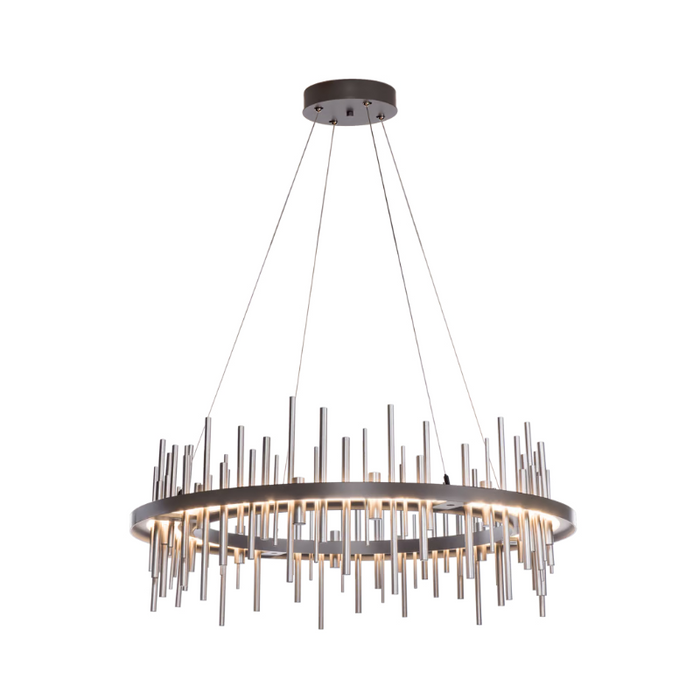 Hubbardton Forge Cityscape Circular 139910 38" LED Pendant - Dark Smoke/Vintage Platinum