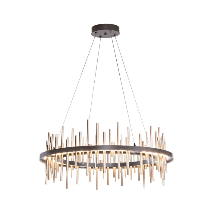 Hubbardton Forge Cityscape Circular 139910 38" LED Pendant - Dark Smoke/Soft Gold