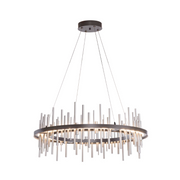Hubbardton Forge Cityscape Circular 139910 38" LED Pendant - Dark Smoke/Sterling
