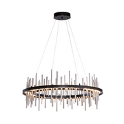 Hubbardton Forge Cityscape Circular 139910 38" LED Pendant - Black/Vintage Platinum