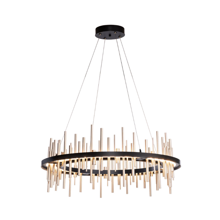 Hubbardton Forge Cityscape Circular 139910 38" LED Pendant - Black/Soft Gold