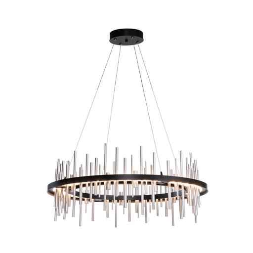 Hubbardton Forge Cityscape Circular 139910 38" LED Pendant - Black/Sterling
