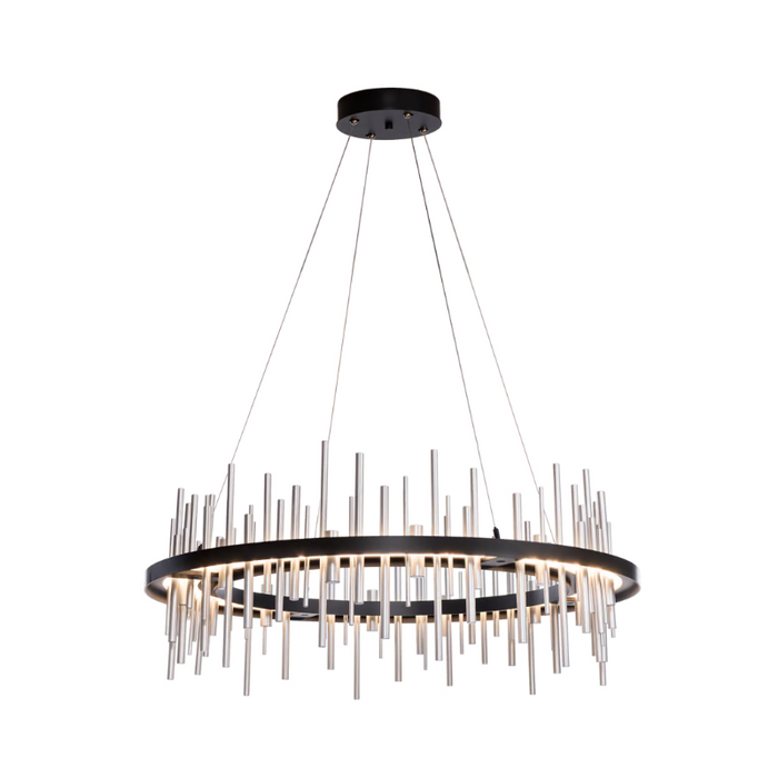 Hubbardton Forge Cityscape Circular 139910 38" LED Pendant - Black/Sterling