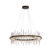 Hubbardton Forge Cityscape Circular 139910 38" LED Pendant - Oil Rubbed Bronze/Sterling