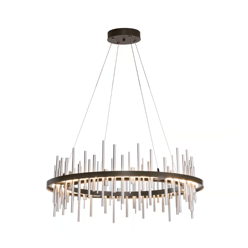 Hubbardton Forge Cityscape Circular 139910 38" LED Pendant - Oil Rubbed Bronze/Sterling