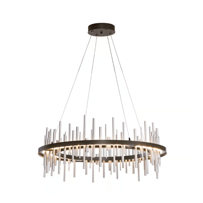 Hubbardton Forge Cityscape Circular 139910 38" LED Pendant - Oil Rubbed Bronze/Sterling