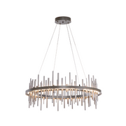 Hubbardton Forge Cityscape Circular 139910 38" LED Pendant - Natural Iron/Vintage Platinum
