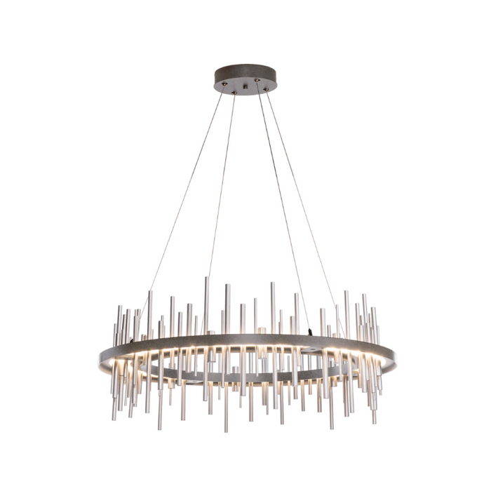 Hubbardton Forge Cityscape Circular 139910 38" LED Pendant - Natural Iron/Sterling